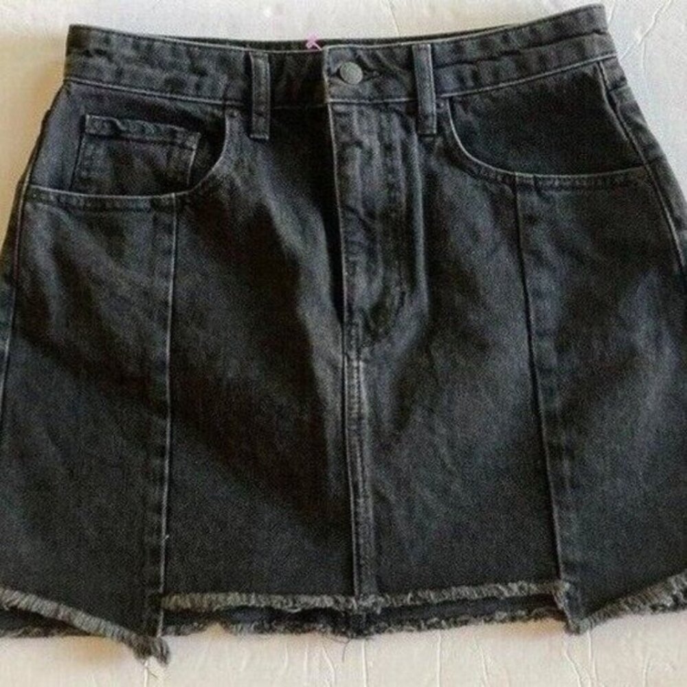 White Fox Boutique Black Denim Mini Skirt